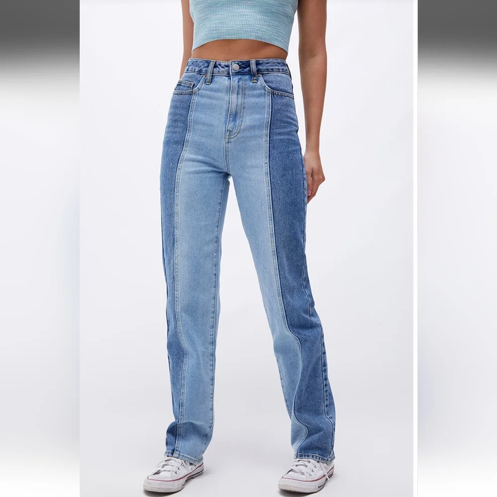 PacSun Eco Two-Tone '90s Boyfriend Jeans, Size 24 - Picture 1 of 16